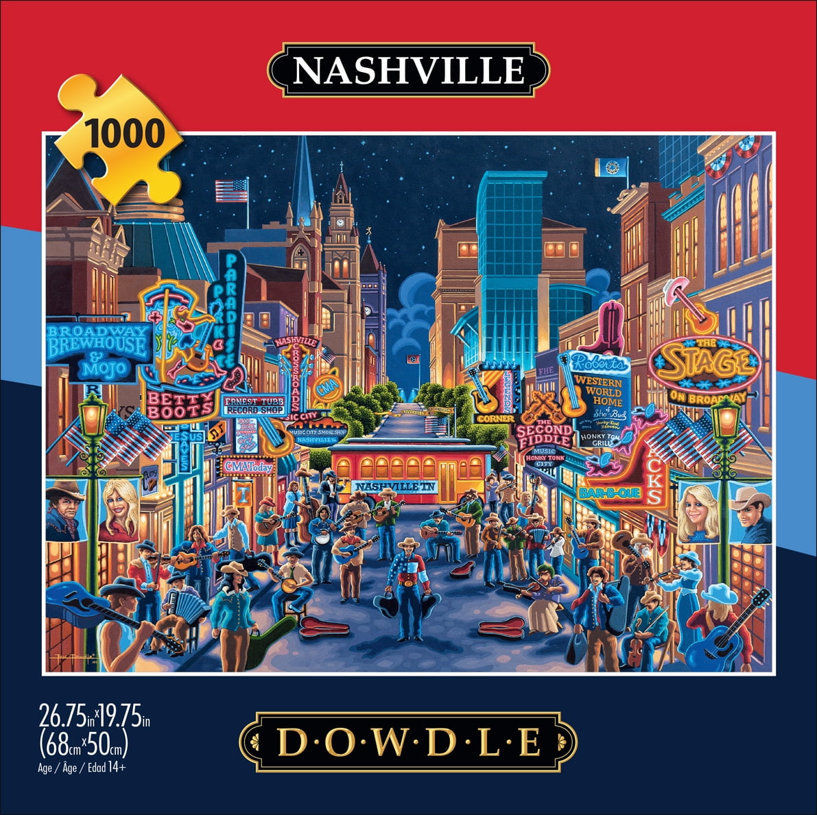 Buffalo Games Eric Dowdle Nashville 1000-Piece 26.75 x 19.75-inch Interlocking Jigsaw Puzzle for Adults Ages 14+