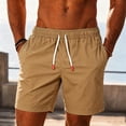 thumbnail image 2 of Hurxie Men's Casual 7 Inch Shorts Twill Drawstring Summer Beach Stretch Golf Shorts with Pockets Coffee,4XL, 2 of 5
