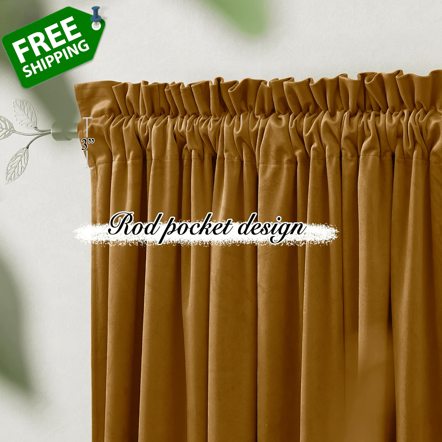 Gold Blackout Velvet Curtains 84 Inches - Super Soft Theater Velvet Curtains - I