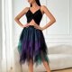 thumbnail image 5 of Falda de Alta Cintura Elástica de las Mujeres Falda Asimétrica en Capas de Cintura Alta con Diseño de Gradiente, Tela Suave Transpirable Midi Casual para el Verano, 5 of 8