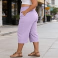 thumbnail image 5 of Diufon Womens Plus Size Capri Pants Summer Elastic High Waist Comfy Capris with Pockets Vacation Beach Trousers, 5 of 9