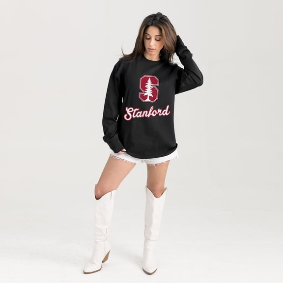 Women's Gameday Couture Black Stanford Cardinal Oversized Honor Roll Long Sleeve T-Shirt
