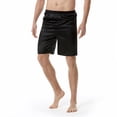 thumbnail image 2 of JTieacloth Mens Breathable Work Shorts Mens Summer Fashion Simple Solid Color Elastic Waist Silk Shorts Home Pants Pajamas,Black, 2 of 4