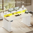 thumbnail image 7 of 55" Standing Desk with LED Lights and Storage, Modern Fluted Stand Up Desk, Height Adjustable Home Office Desk, 7 of 7