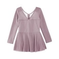 thumbnail image 3 of YONGHS Kids Girls Ballet  Dance Leotard Tutu Dress Long Sleeve Gymnastics Dancewear Purple 7-8, 3 of 5