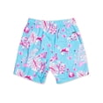 thumbnail image 2 of Mens Swim Shorts Dry Fast 4 Ways Stretch Swimming Trunks, Leaf/Flamingo Turquoise, Size: L, Vacay Land, 2 of 4