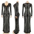 thumbnail image 4 of Vestido CUTUBLY Birthday de manga larga con malla de strass negro, 4 of 6