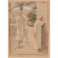 thumbnail image 2 of Charles Sprague Pearce 11x14 Gold Ornate Wood Frame and Double Matted Museum Art Print Titled - Study for a Panel III (1890-1897), 2 of 4