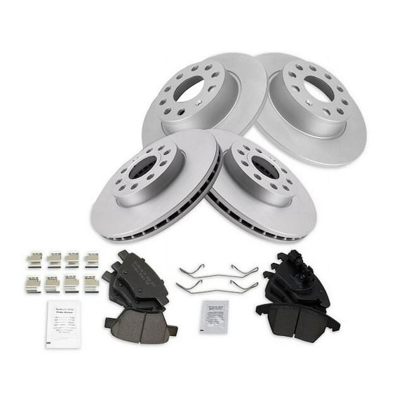 Front and Rear Brake Pad and Rotor Kit - Compatible with 2010 - 2014 Volkswagen Golf TDI 2011 2012 2013
