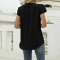 thumbnail image 4 of Yuyuzo Chiffon Tops ForWomen Notch V Neck Puff Short Sleeve Solid Color Flowy Breathable Tunic Tops, 4 of 4