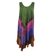 Mogul Women's Summer Tank Dress Tie Dye Colorful Rayon Hippie Chic Beach Cover Up