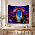 thumbnail image 5 of Bioluminescent Forest Night with Giant Mushroom Acts Gateway, Mystical Fantasy for Space Lovers, Galaxy Room Decor, Mother'S Day Gift, Tapestry Wall Hanging for Bedroom and Dorm, 5 of 7