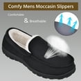 thumbnail image 4 of NCCB Men's Slippers Mens Moccasin Slippers with Memory Foam Fuzzy Faux Fur House Slippers Indoor Outdoor Bedroom Shoes Black 8, 4 of 6
