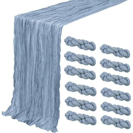 

12 Pack Dusty Blue Cheesecloth Table Runner 35x120 Inch 10Ft Boho Gauze Fabric Table Runner Rustic Sheer Runner for Wedding Birthday Baby Shower Party Boho Table Decoration(Dusty Blue 12 Pack)