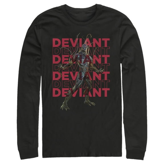 Men's Marvel Eternals Kro Deviant Repeating Long Sleeve Shirt Black Small