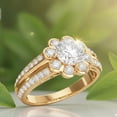 thumbnail image 4 of Mauli Jewels 3/4 Carat Halo Round Diamond Flower Engagement Ring for Women in 14K Yellow Gold, 4 of 8