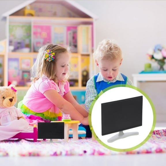 GOOHOCHY 1Pcs Plastic Dollhouse Furniture Black Mini TV with Rectangular Shape