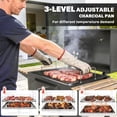 thumbnail image 4 of 20” Charcoal BBQ Grill with Wheels – Black Outdoor Patio Barbecue, Adjustable Pan & Thermometer – Spacious Cooking Area, 3 Shelves for Garden & Backyard Grilling, 4 of 7