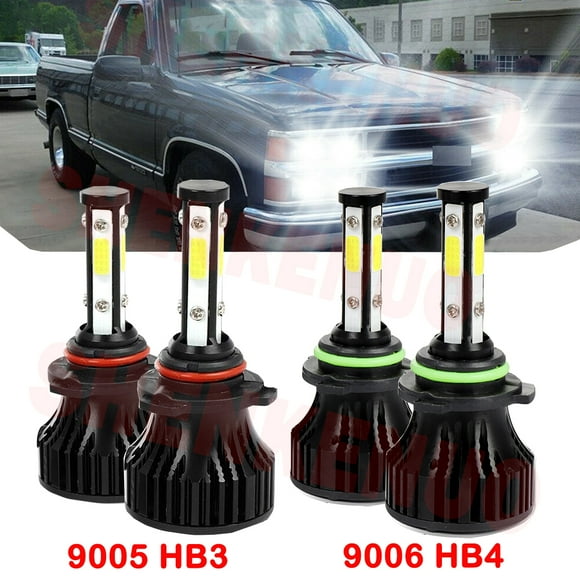 9005 9006 LED Headlight Bulbs for Chevrolet C1500 pickup 1990-1995 1996 1997 1998 1999 High&Low Beam 4pcs