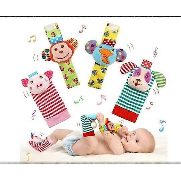 Baby Wrist Rattle Foot Finder Socks Set,Cotton and Plush Stuffed Infant Toys,Birthday Holiday Birth Present for Newborn Boy Girl 0/3/4/6/7/8/9/12/18 M