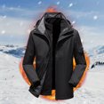 thumbnail image 2 of Odeerbi Clearance Men Ski Suits Snowsuit Casual Hooded Zipper Thicken Mountaineering Clothing Windproof Waterproof Breathable Ski Suit Jacket Coats Black, 2 of 4