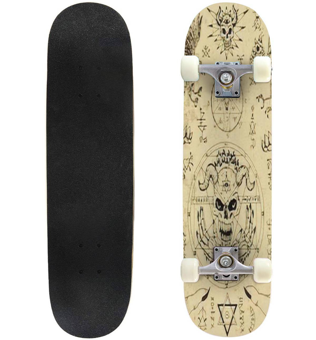 Vector design set magic seals demon face hands crow and skeleton Skateboard Longboards 31"x8" Pro Complete Skate Board Cruiser