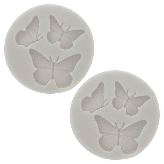 2PCS Polymer Clay Mold, Clay Mold Fondant Mold 3 Butterfly Mold Silicone Rose for Crafts Air Dry DIY Cakes, Grey