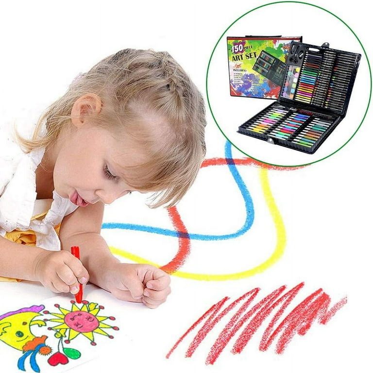 150-Piece Art Set, Art Set for Kids,Deluxe Professional Color Set, Gifts Art  Set Case,Art Kits for Kids and Adult,Includes Oil Pastels, Crayons, Colored  Pencils,Christmas Gifts(Black) 