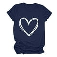 thumbnail image 3 of Delliss Women's Top Casual Shirt for Women Funny Love Heart Graphic Crew Neck Short Sleeve Tee Top Loose Summer Top Navy L, 3 of 7