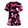 thumbnail image 3 of FAFWYP Breast Cancer Scrubs for Women, Short Sleeve V Neck Pink Ribbon Pockets Scrub Tops Breast Cancer Awareness Breast Cancer Gifts for Woman, 3 of 3
