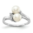 thumbnail image 1 of Solid 14k White Gold 5.5mm Freshwater Cultured Pearl VS Diamond Ring Band Size 7 (.034 cttw.), 1 of 4