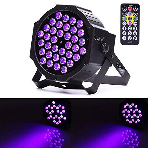 U King Led Black Light 36 X 2w Uv Lighting Par Lights Glow In The Dark Supplies Blacklight For Christmas And Birthday Party Wedding Stage Controlled By Ir Remote And Dmx Walmart Com