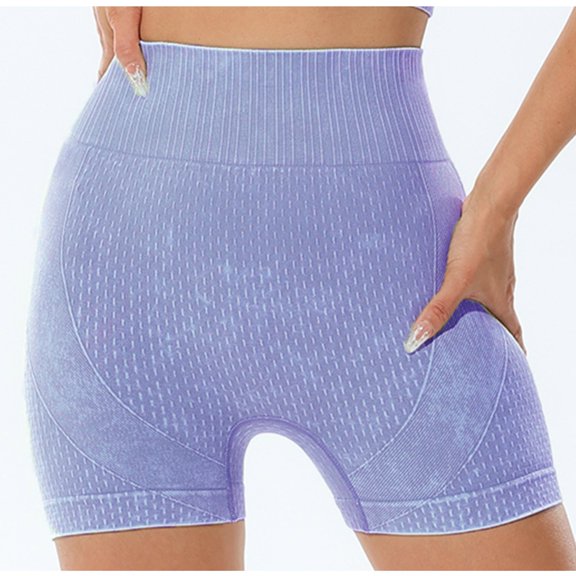 USNSM Jogging Yoga Shorts for Women High Waist Cotton Soft Stretch Fitness Shorts Tight Tummy Control Butt Lifting Shorts Purple L