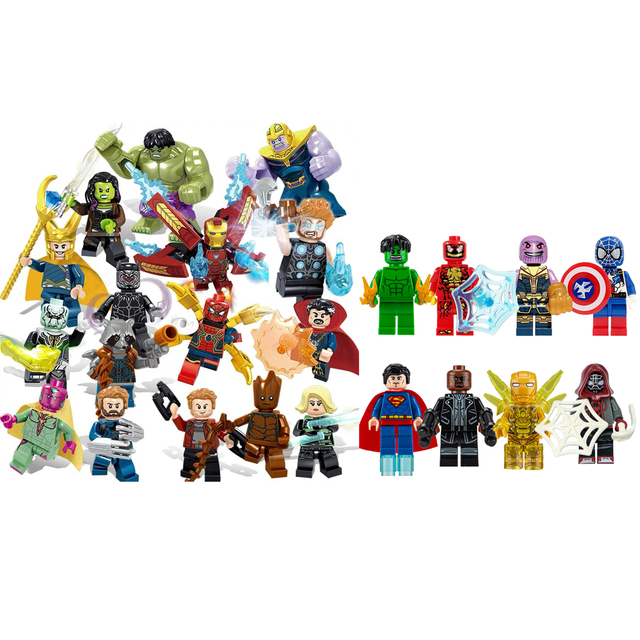 Set de 24 Minifiguras de Superhéroes Animados – Figuras de Acción de Bloques de Construcción con Miembros Articulados, Juguete Coleccionable para Niños y Aficionados