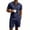 Navy, variant on GrmtClth Men's Linen Henley 2 Piece Short Set, Casual Short Sleeve Henley Shirt with Button Detail & Elastic Drawstring Waist Shorts Khaki 3XL