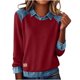 thumbnail image 3 of RKSTN Sweatshirt for Women Oversized Lapel Denim Patchwork Stitching Pullover Sweatshirt Top Womens Casual Plus Size Turndown Collared Loose Long Sleeve T Shirts Trendy Retro Streetwear Sweatshirt, 3 of 10