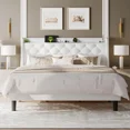 thumbnail image 4 of Gewnee King Size Upholstered Platform Bed with 16” Wide Wingback Button Tufted Headboard, Nailhead Trim,Built-in Charging Station (2 AC Outlets & 2 USB Ports),8” Underbed Storage.White, 4 of 14