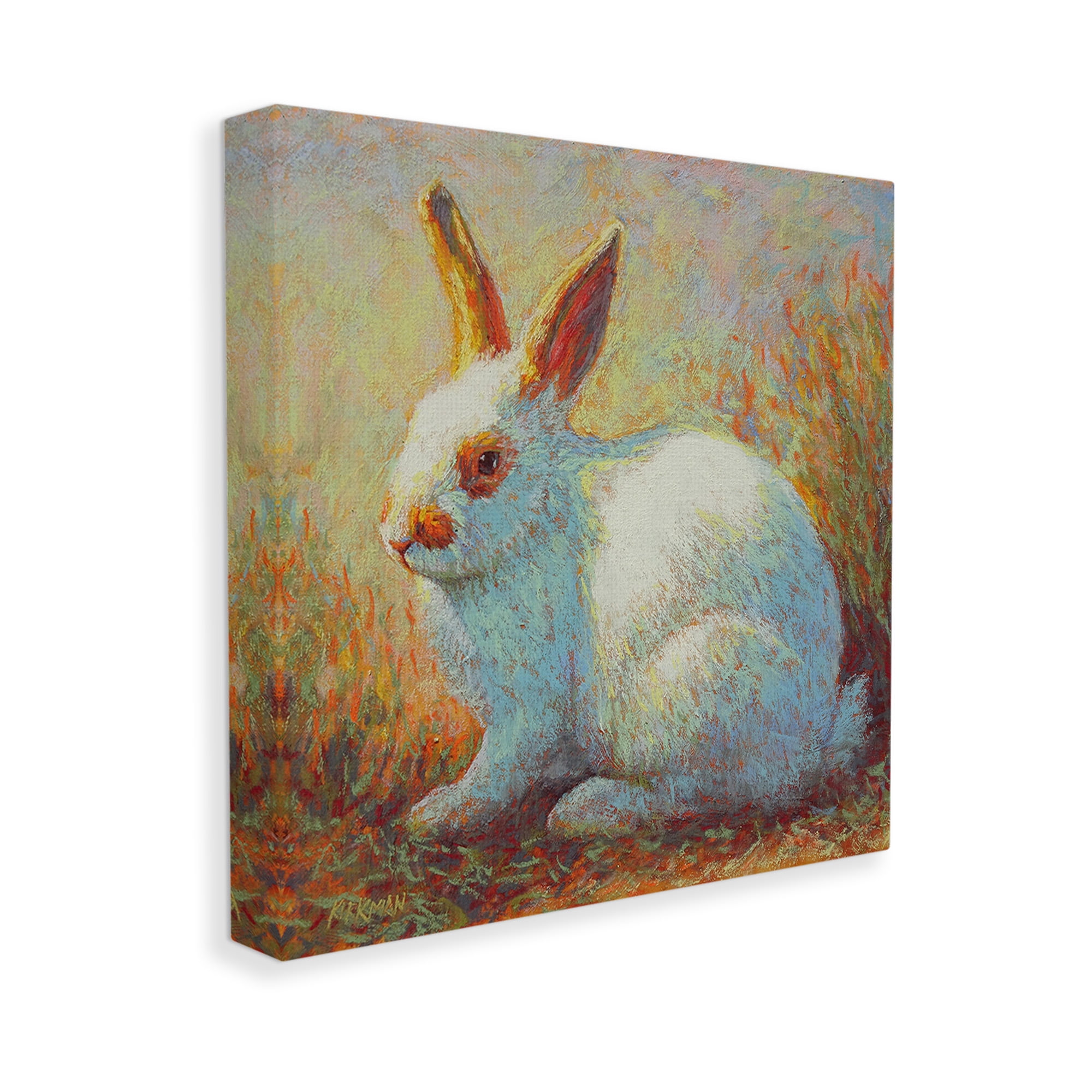 Stupell Industries Traditional Bunny in Nature Animals & Insects Painting Gallery Wrapped Canvas Art Print Wall Art, 17 x 17