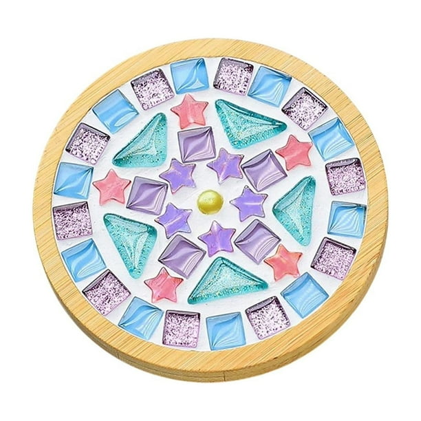 Decoración del hogar, decoración de habitaciones, decoración de paredes, manualidades, juego de mosaicos, posavasos de madera, juego de mosaicos de colores variados, paquete de manualidades, posavasos