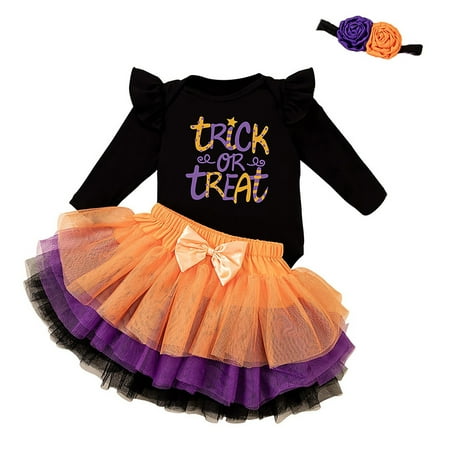 

WUDATI Toddler Boys Girls Set Halloween Chistmas Toddler Girls Boys Winter Girls Halloween Letter Print Long Sleeve Bow Mesh Skirt Headband 3 PC Set