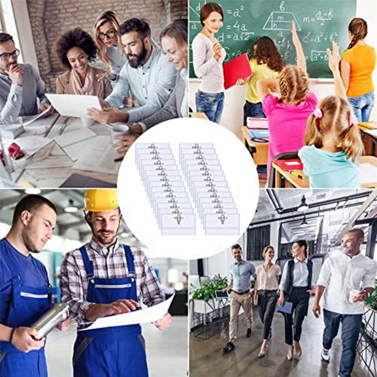 200Pcs Pin Style Clip Horizontal Name Badge Holders with Inserts Fit Card 90x55mm