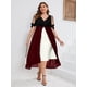 thumbnail image 1 of Generic 2025 Spring and Summer New plus Size Women's Clothing V-neck Stitching Fake Two Irregular Sleeves Dress, 1 of 1