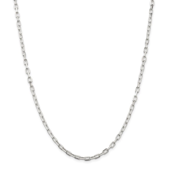 Sterling Silver Diam-Cut Open Cable Chain Necklace - 10.2 Grams - 18 Inch - 3.5mm - Lobster Claw