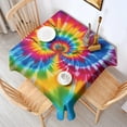 thumbnail image 2 of Colorful Rainbow Tie Dye Spiral Pattern Square Tablecloth,Waterproof Square Table Cover,Wipeable Spillproof Washable Table Cover for Home Kitchen Party Decor 42"X42"(107x107cm), 2 of 6