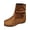 Light Brown, variant on Women's Suede Ankle Boots, Low Stacked Heel Slip On Booties, Comfortable Fall Winter Boots with Buckle Detail for Casual Dress