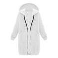 thumbnail image 4 of Ecqkame Hoodies For Women Fashion Comfortable Full Zip Up Hoodie Medium Length Long Sleeved Hooded Sweatshirts With Pockets White XXL, 4 of 4