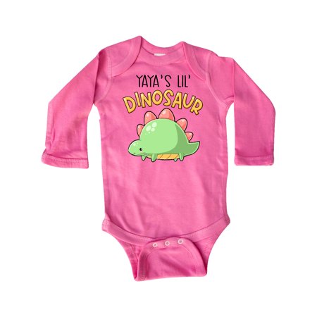 

Inktastic Yaya s Lil Dinosaur with Cute Stegosaurus Gift Baby Boy or Baby Girl Long Sleeve Bodysuit