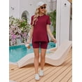 thumbnail image 3 of Ekouaer Two Piece Maternity Set Outfits Summer Short Sleeve Split Side Shirts and Shorts Maternity Loungewear Pregnancy Clothes, 3 of 6