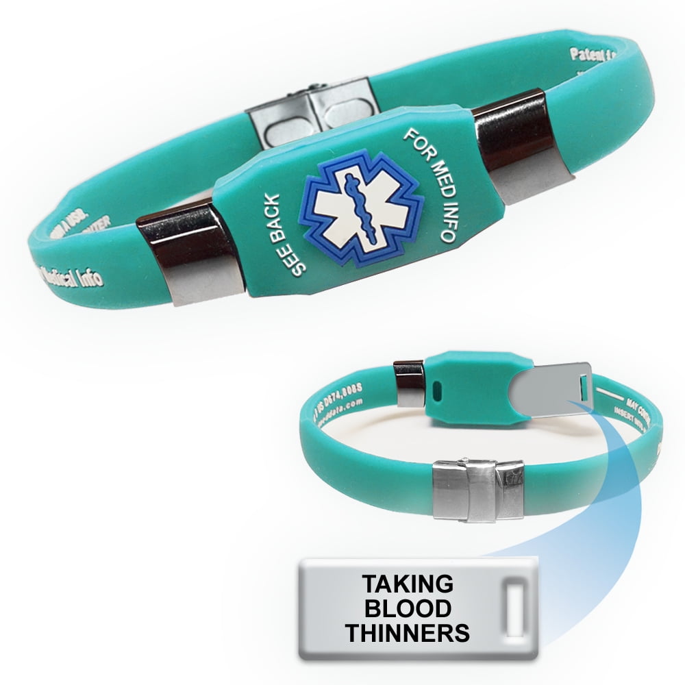 "Taking Blood Thinners" ELITE Medical Alert ID Bracelet. Choose Color