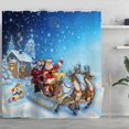 thumbnail image 4 of Cortina de ducha Farfi con estampado de trineo navideño, impermeable, de secado rápido, resistente al agua, cortina de baño para el hogar, 4 of 5